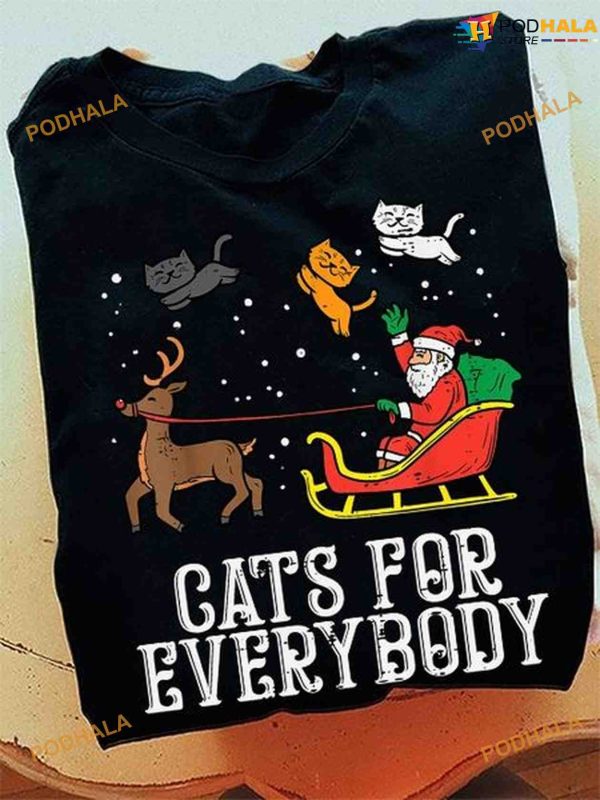 Cats For Everybody Santa Reindeer Christmas Shirt