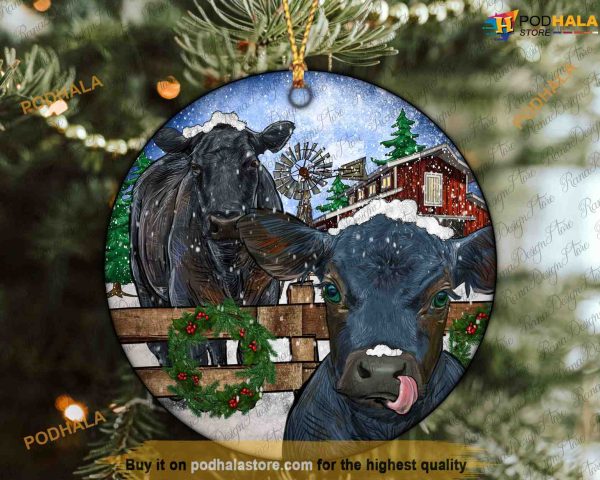 Cattle and Calf Ornaments Western Family Christmas Ornaments