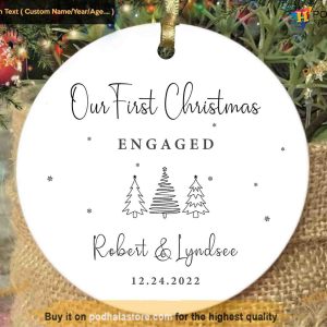 Celebrating Our First Engagement Christmas Ornament, Personalized Ornament