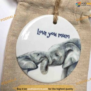 Ceramic Elephant Love Ornament, Family Christmas Tree Ornaments