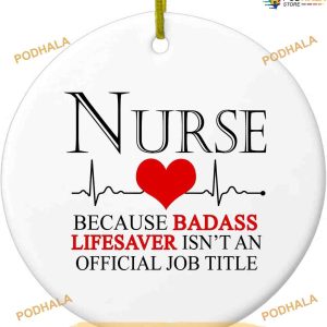 Ceramic Nurse Christmas Tree Ornament, Gold String