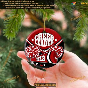 Cheerleader Christmas Ornament Custom Photo Team Gift Pom Pom Girl 3
