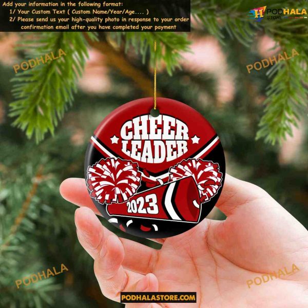 Cheerleader Christmas Ornament Custom Photo, Team Gift, Pom Pom Girl