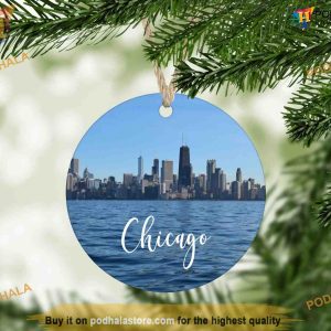 Chicago Skyline Christmas Decor Ornament, Custom Family Ornaments