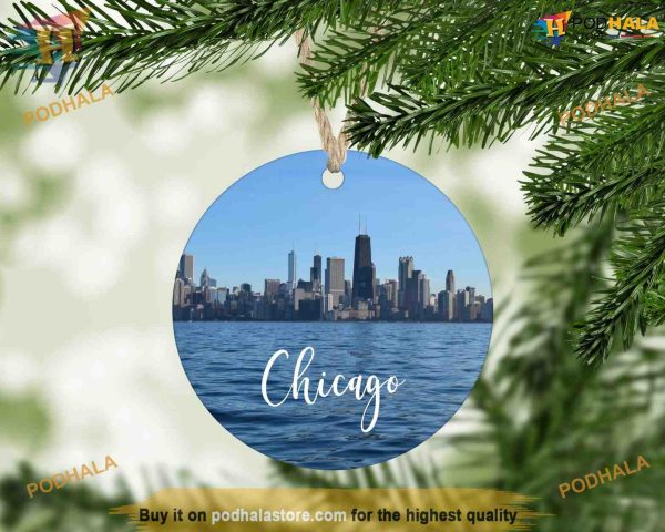 Chicago Skyline Christmas Decor Ornament, Custom Family Ornaments