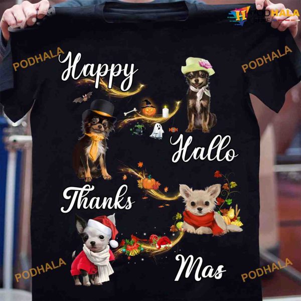 Chihuahua Christmas Happy Hallo Thanks Mas Shirt
