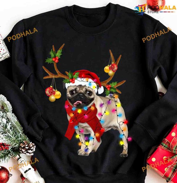 Chistmas Raindeer Pug Merry Christmas Shirt, Gift For Pug Lover