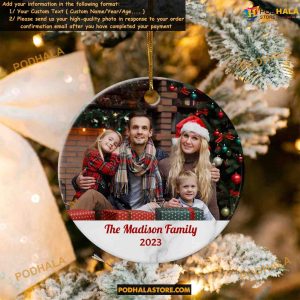 Christmas 2023 Ornament Personalized with Photo, Custom Picture Text Decor