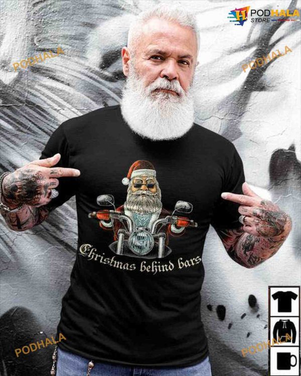 Christmas Behind Bars Biker Shirt For Motorcycle Lovers