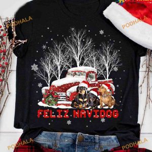 Christmas Dachshund Shirt, Xmas Car Feliz Navidog