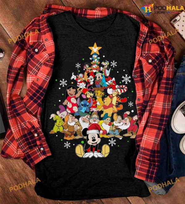 Christmas Disney Characters Christmas Tree Walt Disney Xmas Shirt