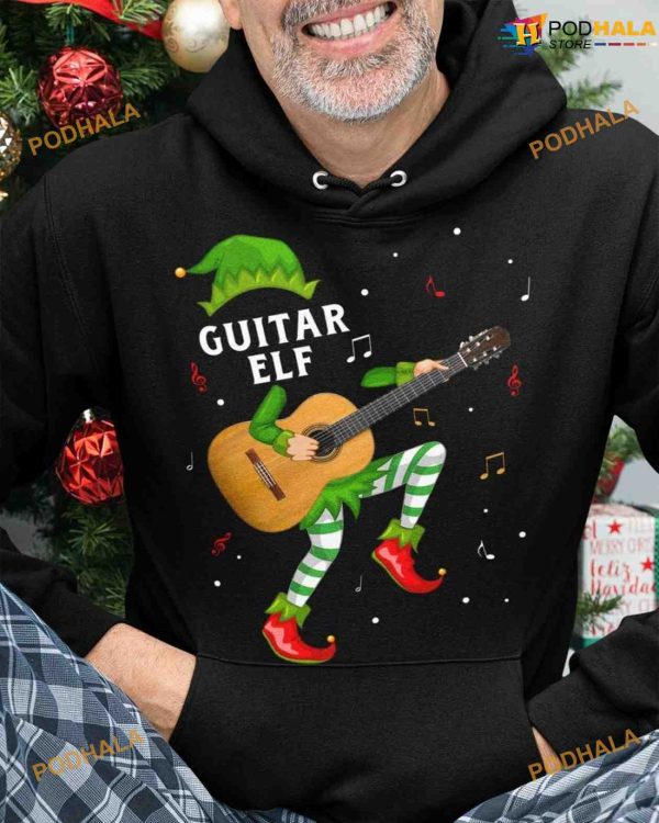 Christmas Elf Guitar Shirt, Gift For Guitar Lover Guitar Elf
