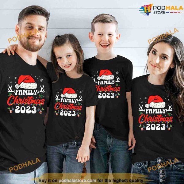 Christmas Family Matching Outfit 2023 Groovy Xmas Santa Team Shirt