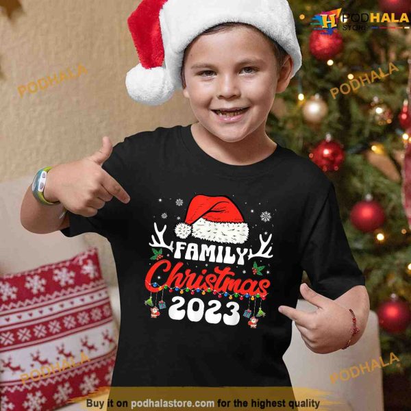 Christmas Family Matching Outfit 2023 Groovy Xmas Santa Team Shirt