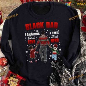 Christmas Gift For Family Black Dad, Dad And Children Shirt
