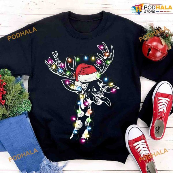 Christmas Giraffe Decoration Christmas Day Shirt, Giraffe Wearing Christmas Hat Tee