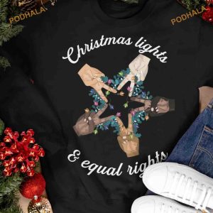 Christmas Lights And Equal Rights Star Hand Sign Shirt