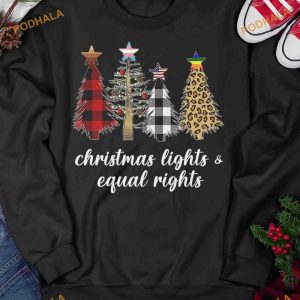 Christmas Lights Equal Rights Leopard Plaid Christmas Trees Shirt