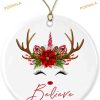 Christmas Reindeer Unicorn Ornament, Friends Christmas Ornaments