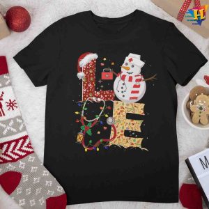 Christmas Snowman Nurse Christmas Lights Love Shirt