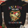 Christmas Wreath Santa Turtle Just A Girl Who Loves Turtles And Christmas Shirt