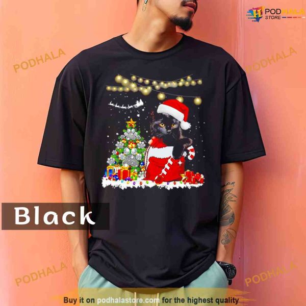 Comfort Colors Black cat in Christmas sox Shirt