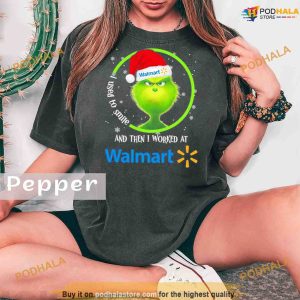 Comfort Colors Grinch Santa Claus I used to smile and then i worked at Walmart christmas Shirt 2