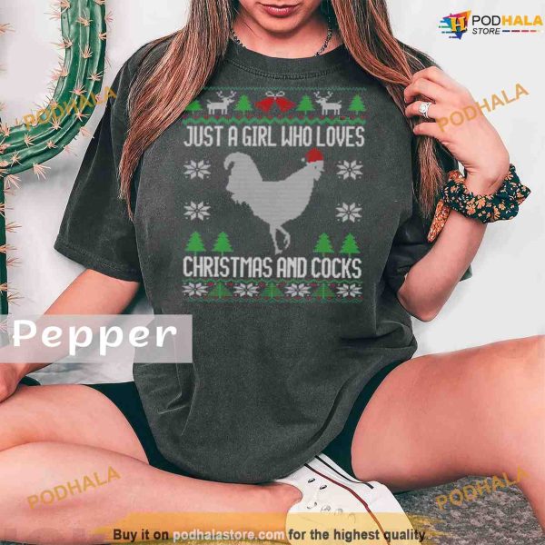 Comfort Colors Just A Girl Who Loves Christmas And Cocks Shirt