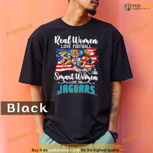 Comfort Colors NFL Real Women Love Football Smart Women Love The Jacksonville Jaguars Mascot America Flag Shirt 2