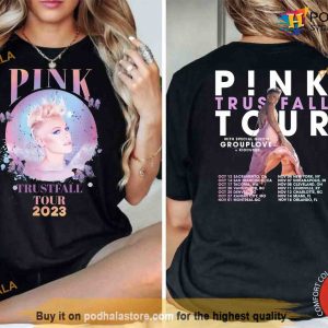 Comfort Colors Pink Trustfall Tour 2023 Shirt Pink Singer Tour Music Festival 2