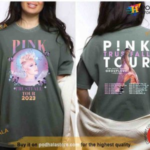 Comfort Colors Pink Trustfall Tour 2023 Shirt Pink Singer Tour Music Festival 3