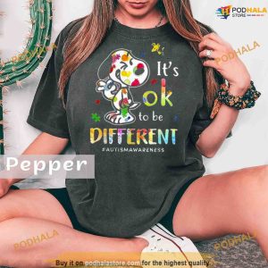 Comfort Colors Snoopy It’s Ok To Be Different Autism Awareness Shirt