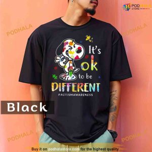 Comfort Colors Snoopy It's Ok To Be Different Autism Awareness Shirt 2
