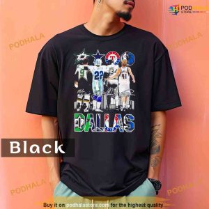 Comfort Colors Sports in Dallas Mike Modano Emmitt Smith Nolan Ryan and Dirk Nowitzki Signatures Shirt 2