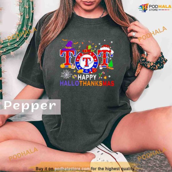 Comfort Colors Texas Rangers Happy HalloThanksMas Shirt