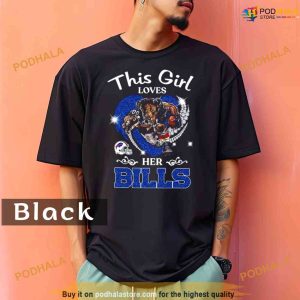 Comfort Colors This Girl Loves Her Buffalo Bills Mascot Diamond Hear Shirt 1