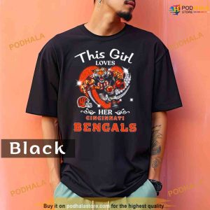 Comfort Colors This Girl Loves Her Cincinnati Bengals Mascot Diamond Hear Shirt 1