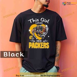 Comfort Colors This Girl Loves Her Green Bay Packers Mascot Diamond Hear Shirt 1