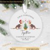 Commemorating First Christmas Ornament, Personalized Ceramic Decor