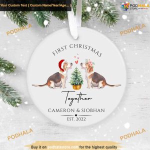 Commemorating First Christmas Ornament, Personalized Ceramic Decor