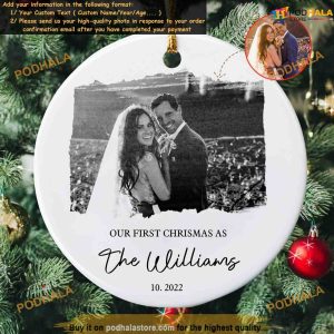 Couple's Christmas Wedding Ornament, Custom Picture Ornaments
