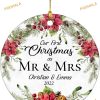 Couple's Engaged Christmas Ornament 2023, Personalized Ceramic Ornament
