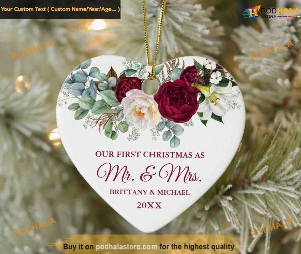 Couple’s Holiday Celebration, Personalized Mr and Mrs Ornament