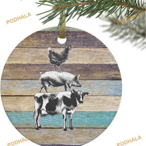 Cow, Pig & Chicken Farm Ornament, Custom Family Ornaments