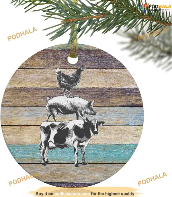 Cow, Pig & Chicken Farm Ornament, Custom Family Ornaments