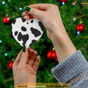 Cow Print Heart Christmas Ornament, Friends Christmas Ornaments, Trendy Xmas