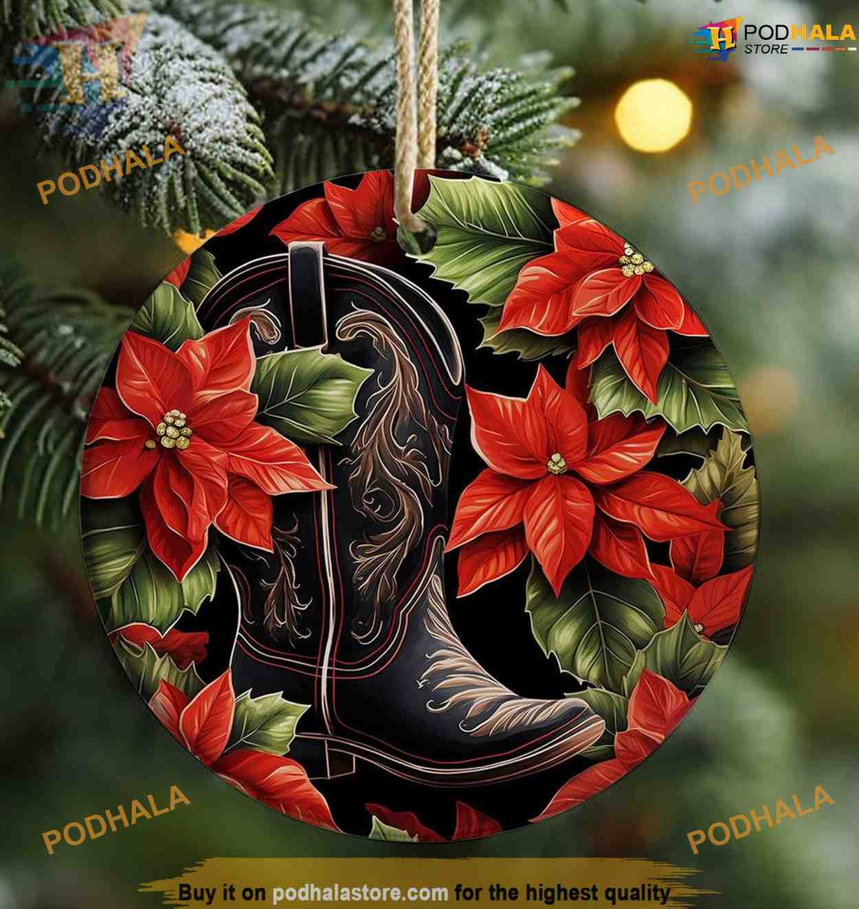 Christmas Cowboy Boot Ornament