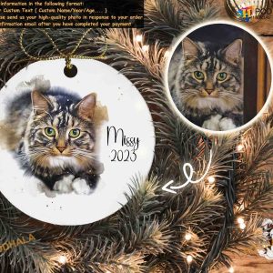 Custom Cat Christmas Ornament Photo, Gift for Cat Mom & Dad