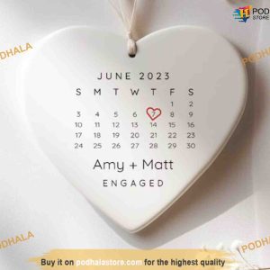 Custom Engagement Heart Ornament Announcement Engagement Gift Couples Ornament 2