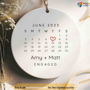 Custom Engagement Heart Ornament Announcement Engagement Gift Couples Ornament 3